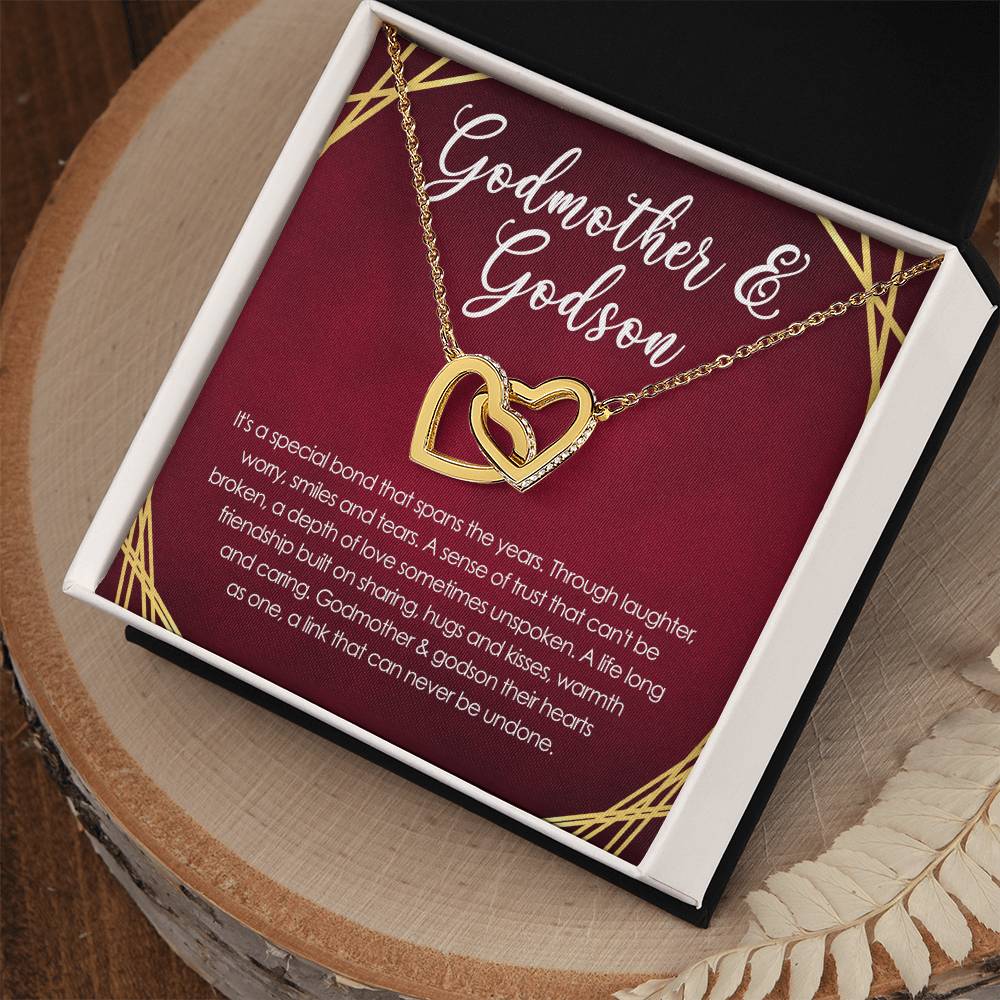 Special Bond Between Godmother & Godson Interlocking Hearts Necklace