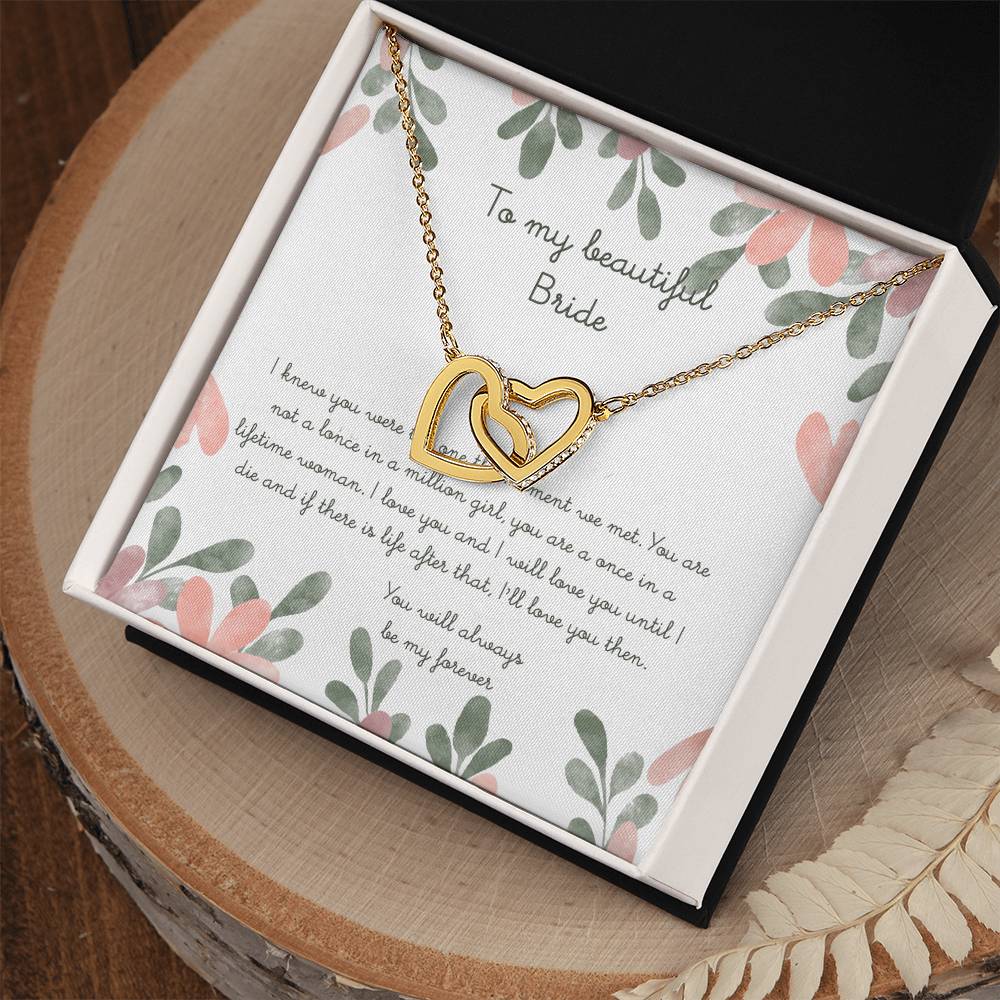 To My Beautiful Bride Interlocking Hearts Necklace