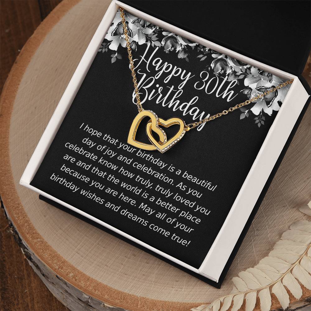 Happy Birthday 30 Year Old 1 Interlocking Hearts Necklace