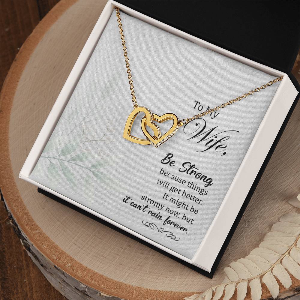 Gift For Wife - Be Strong Necklace Interlocking Hearts Necklace