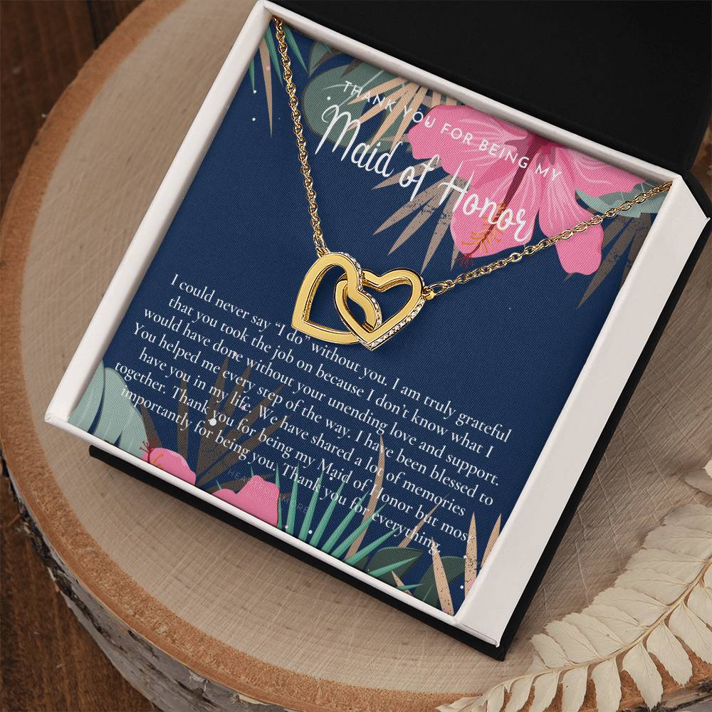 Maid Of Honor Thank You Gift From Bride Bridesmaid Gift Maid Of Honor Gift Necklace Matron Of Honor Gift Thank You Gift From Bride Interlocking Hearts Necklace