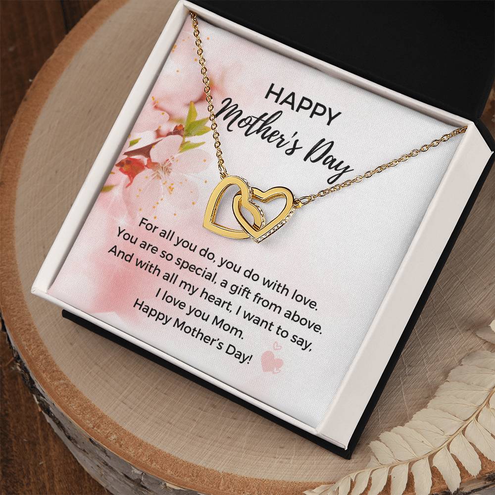 Mother'S Day Heart Necklace - 316 Steel With 18K Rose Gold Finish And Cubic Zirconia Stones - In The U.S.A. ???? Interlocking Hearts Necklace