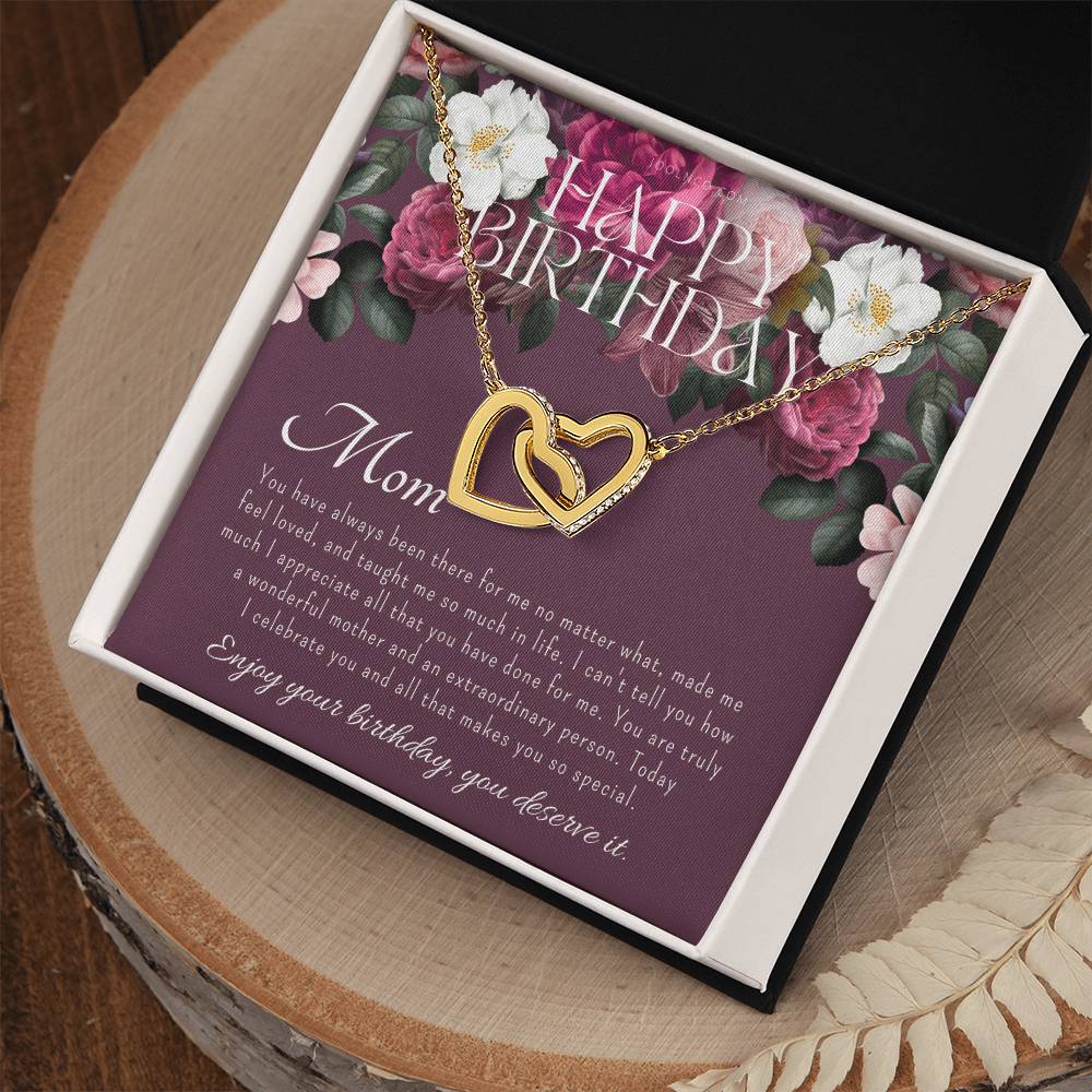 Mother'S Birthday Gift Necklace For Mom'S Birthday Elegant Gift For Mom From Daughter & Son Best Mom Gift Message Card Elegant Gift Interlocking Hearts Necklace