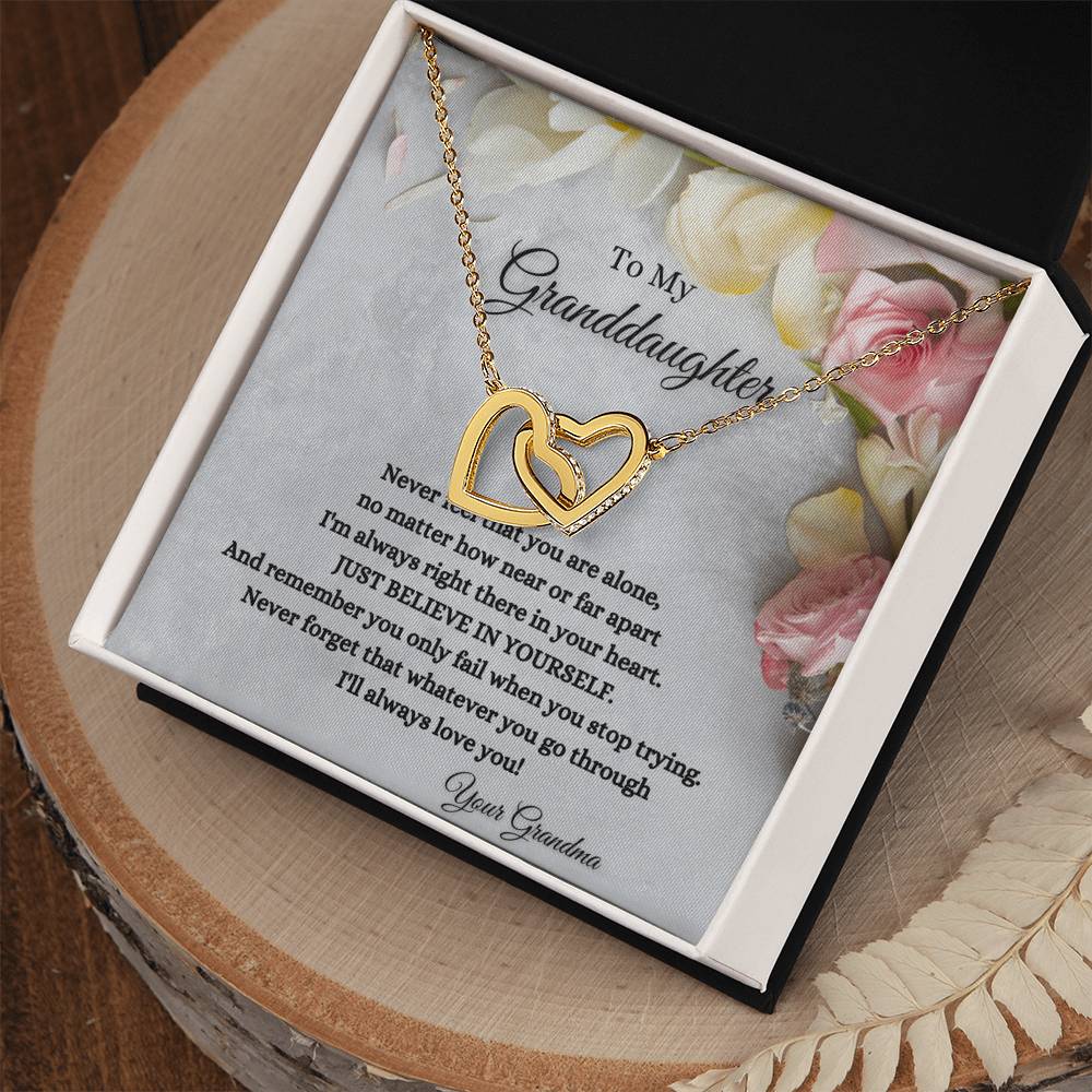To My Granddaughter Interlocking Hearts Necklace