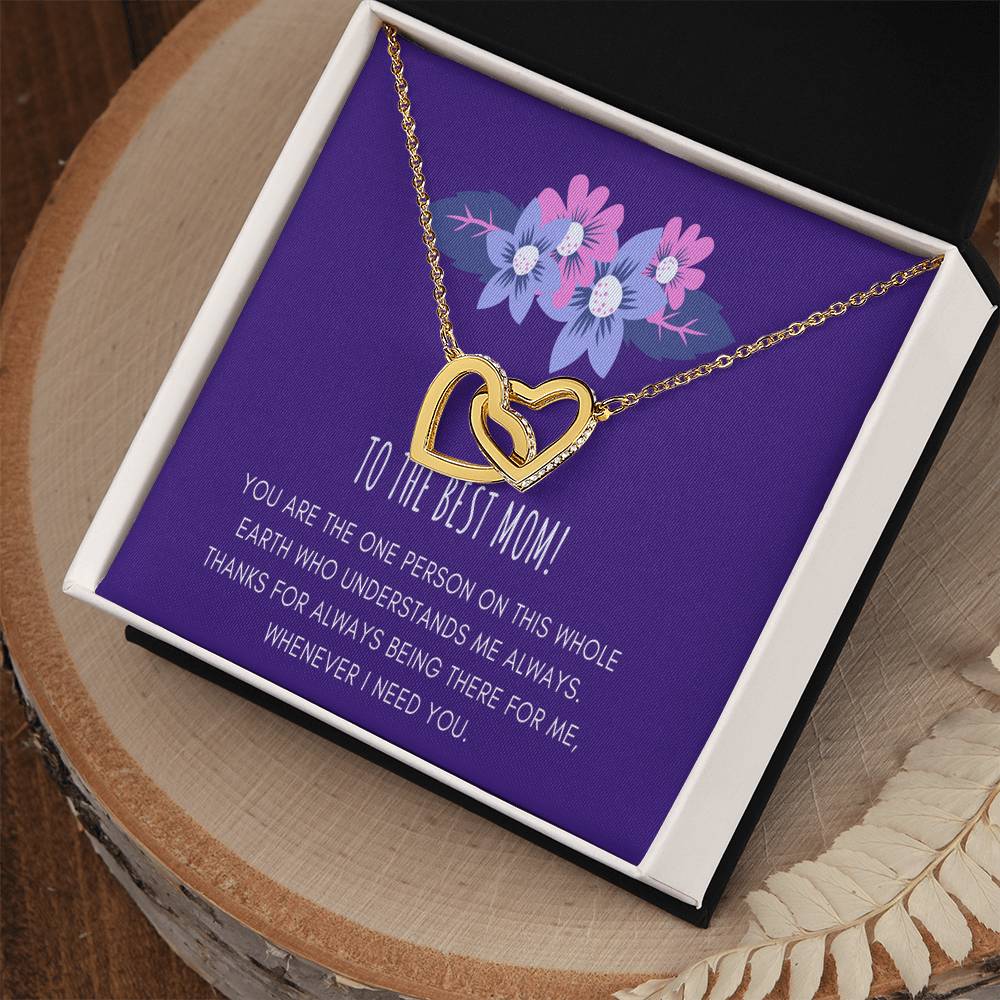 Gift For Mom From Daughter Mother Daughter Necklace Mom Gift From Daughter To My Mother Mother'S Birthday Best Mom Gift Message Card Interlocking Hearts Necklace