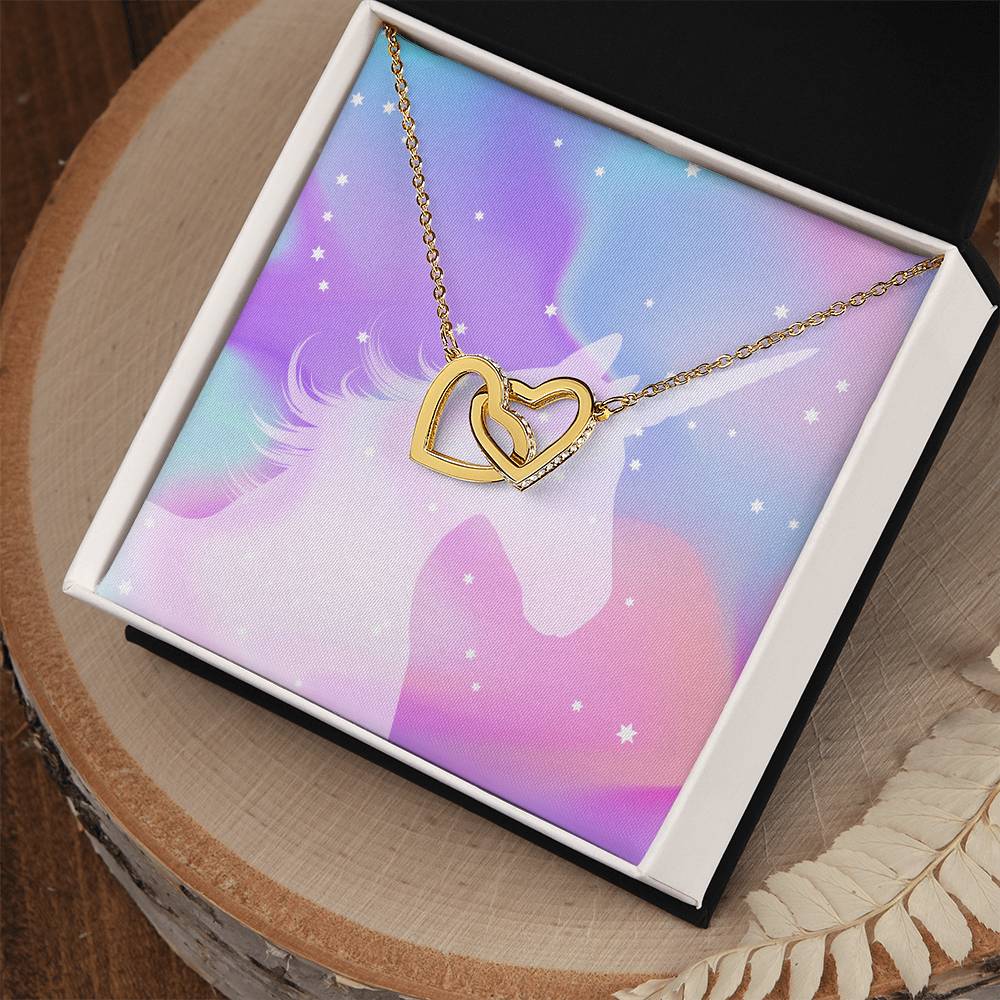 Unicorn Lovers Interlocking Hearts Necklace