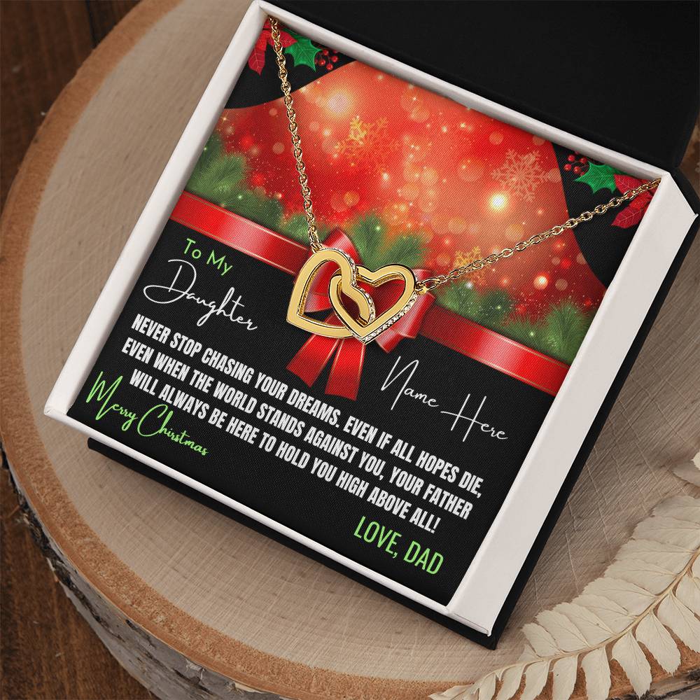 Artistic Christmas Necklace For Daughter Personalized Interlocking Hearts Necklace