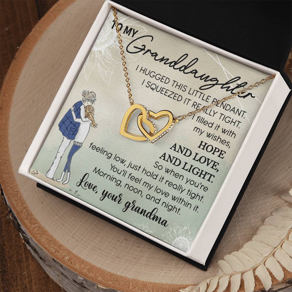 To My Granddaughter Interlocking Hearts Necklace Message Card