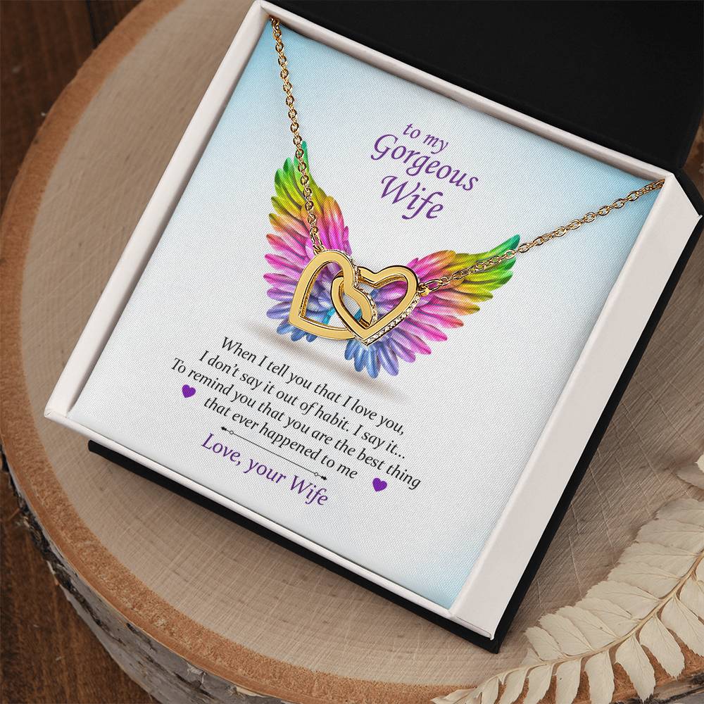 To My Gorgeous Wife ~Pride~ Interlocking Hearts Necklace