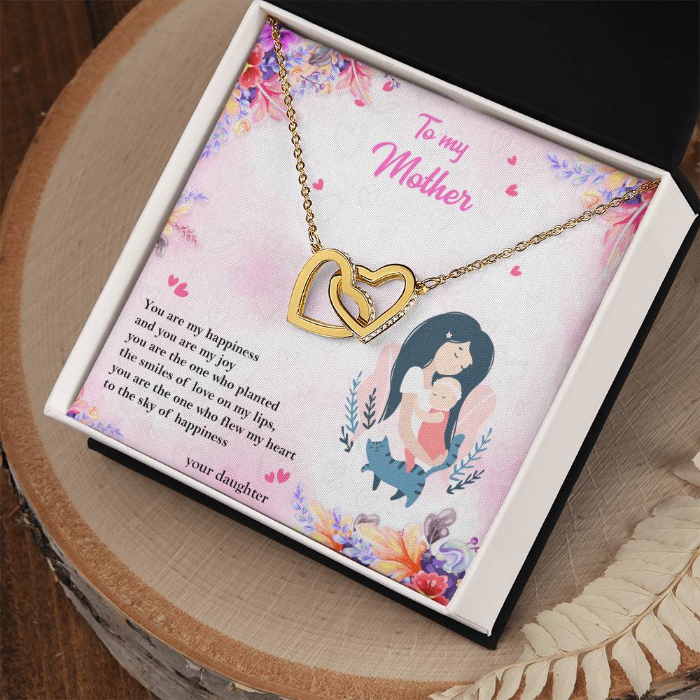 To My Mother - Two Hearts Interlocking Hearts Necklace