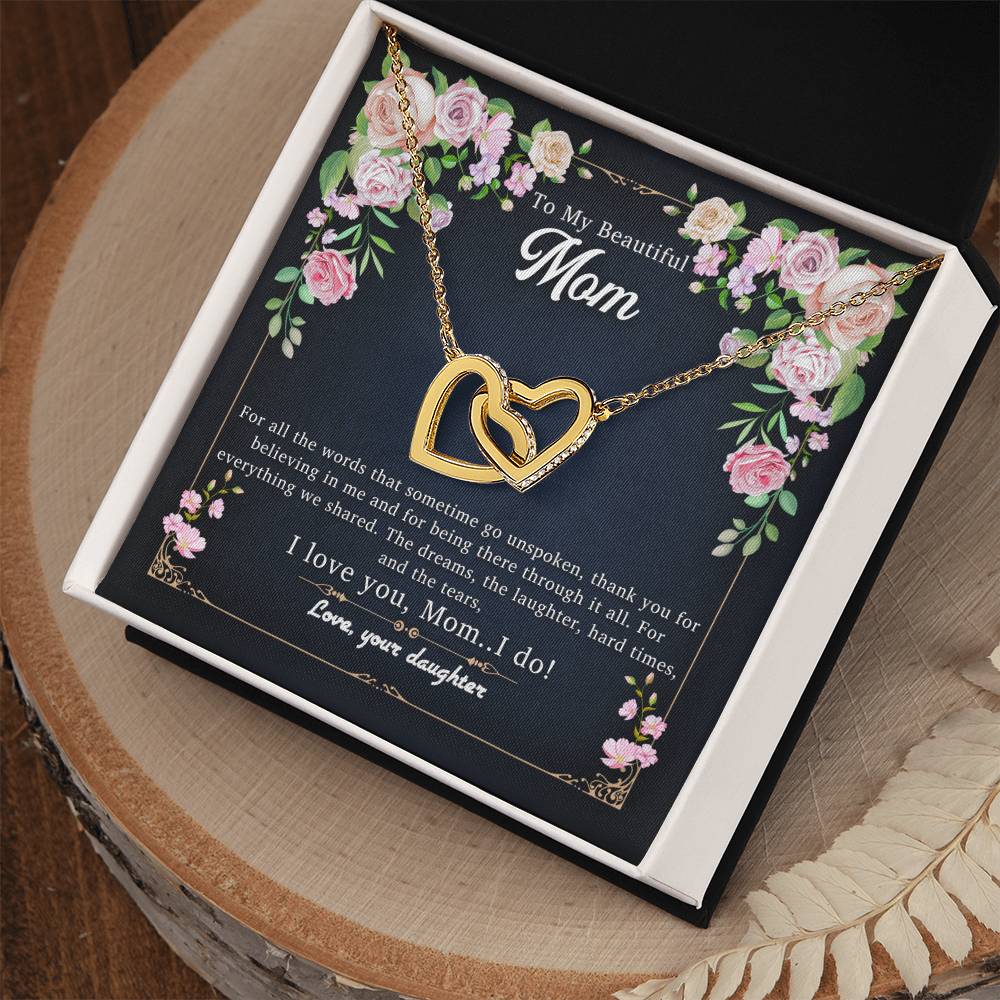 I Love You Mom.I Do Interlocking Hearts Necklace