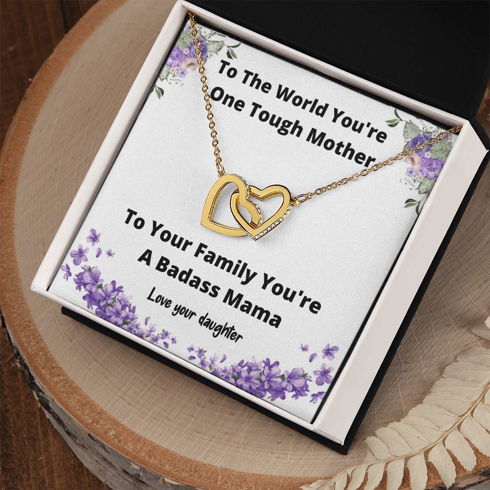Necklace From Daughter One Tough Mother Gift Idea For Mom Jewelry For Mom Mother Daughter Gift Interlocking Hearts Necklace