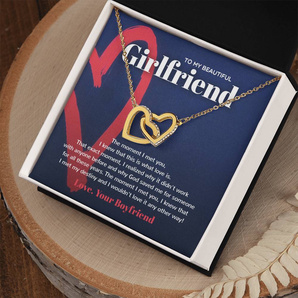 God Saved Me For You - Interlocked Hearts Necklace For Girlfriend Interlocking Hearts Necklace