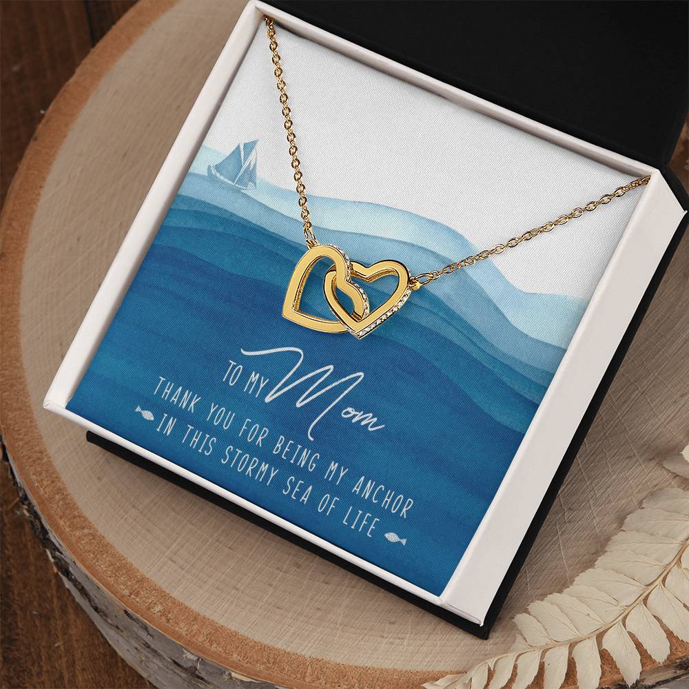 To My Mom Interlocking Hearts Necklace Message Card