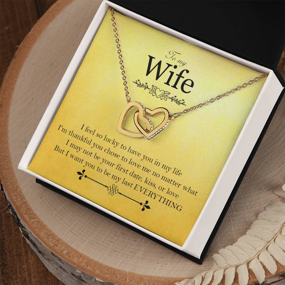 To My Wife - Love Card And Necklace Interlocking Hearts A Interlocking Hearts Necklace