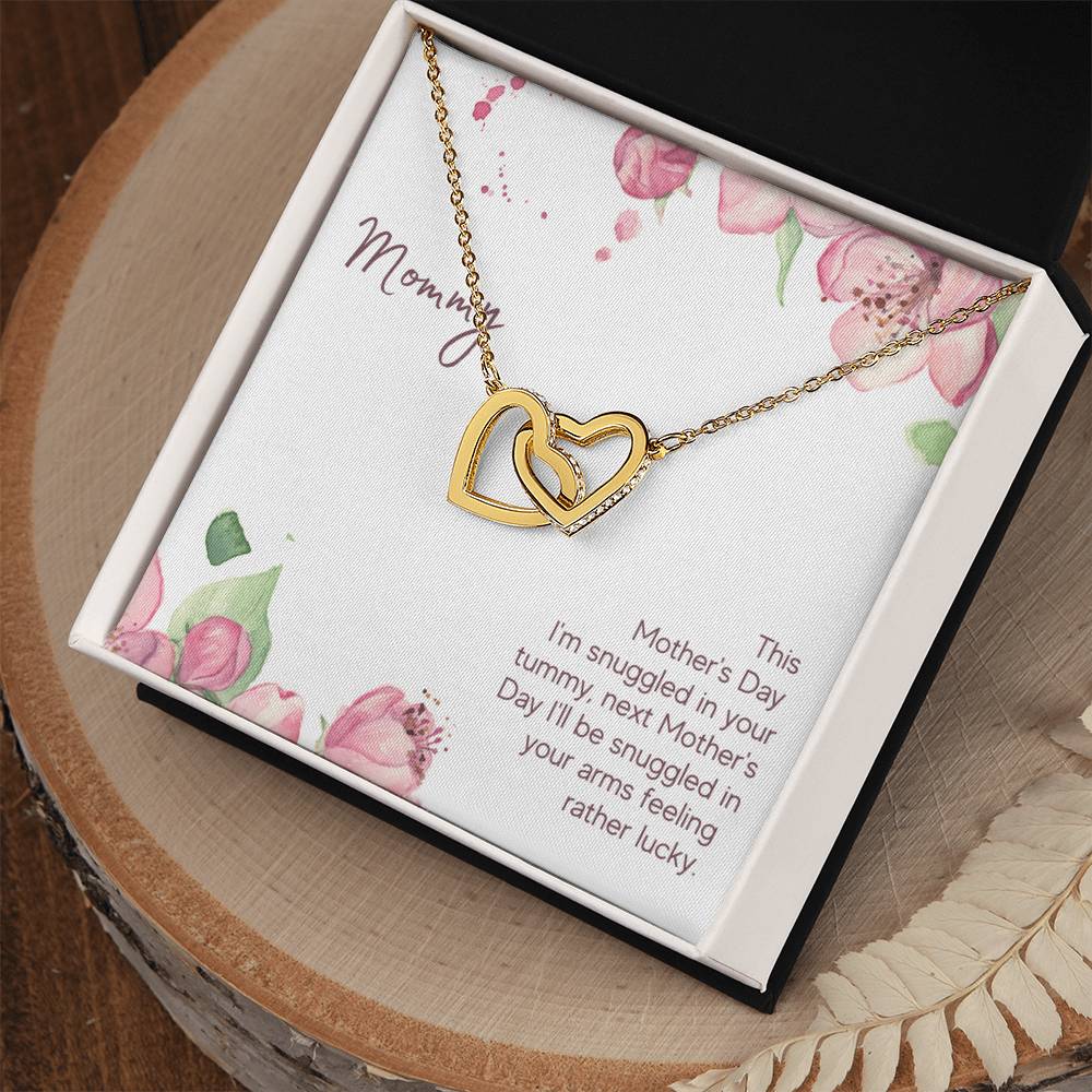 Mommy - This Mother'S Day I'M Snuggledin Your Tummy - Interlocking Heart Necklace Interlocking Hearts Necklace