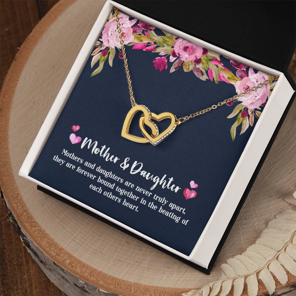 Mother & Daughter - Never Truly Apart Interlocking Hearts Necklace