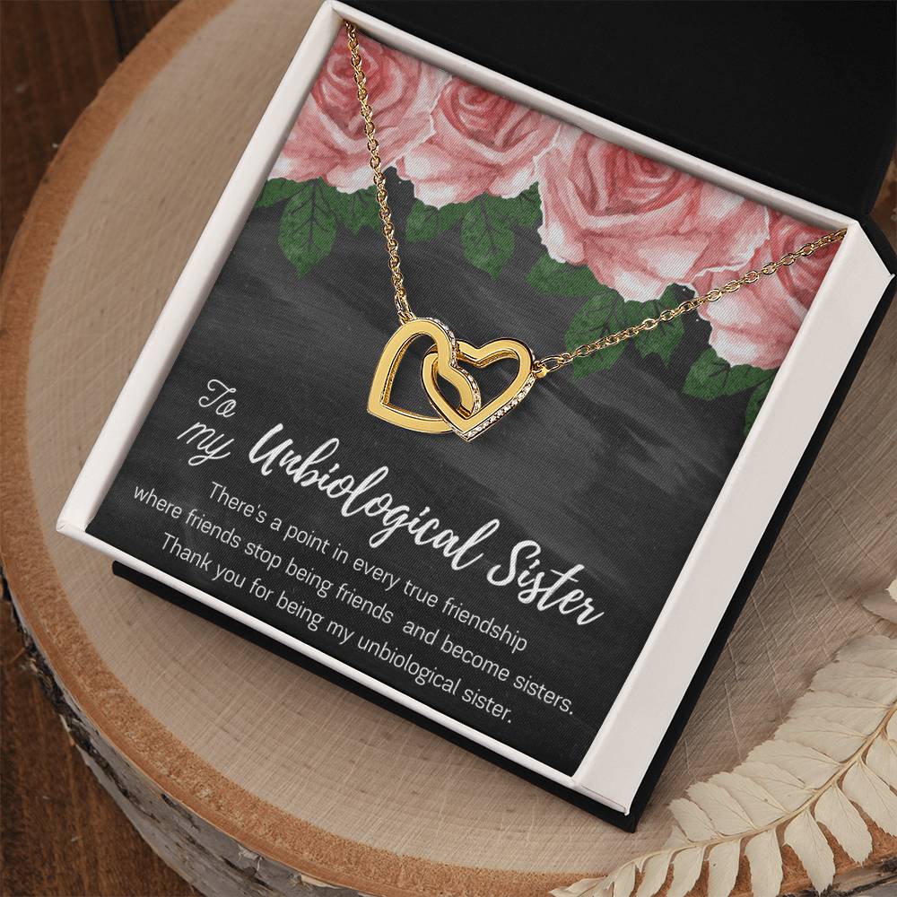 Unbiological Sister Gift Best Friend Necklace Big Little Sorority Soul Sister Bridesmaid Gift Worth It Gift Interlocking Hearts Necklace