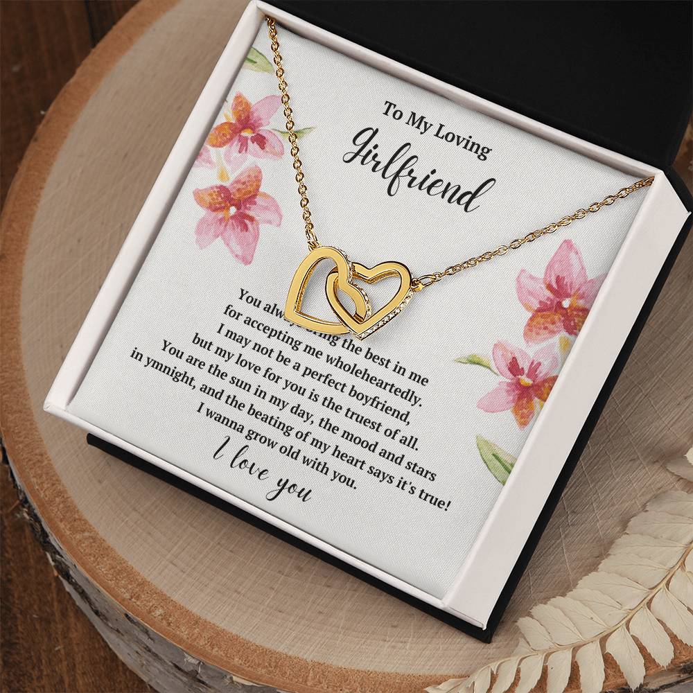 To My Loving Girlfriend Grow Old With You Interlocked Hearts Necklace Interlocking Hearts Necklace