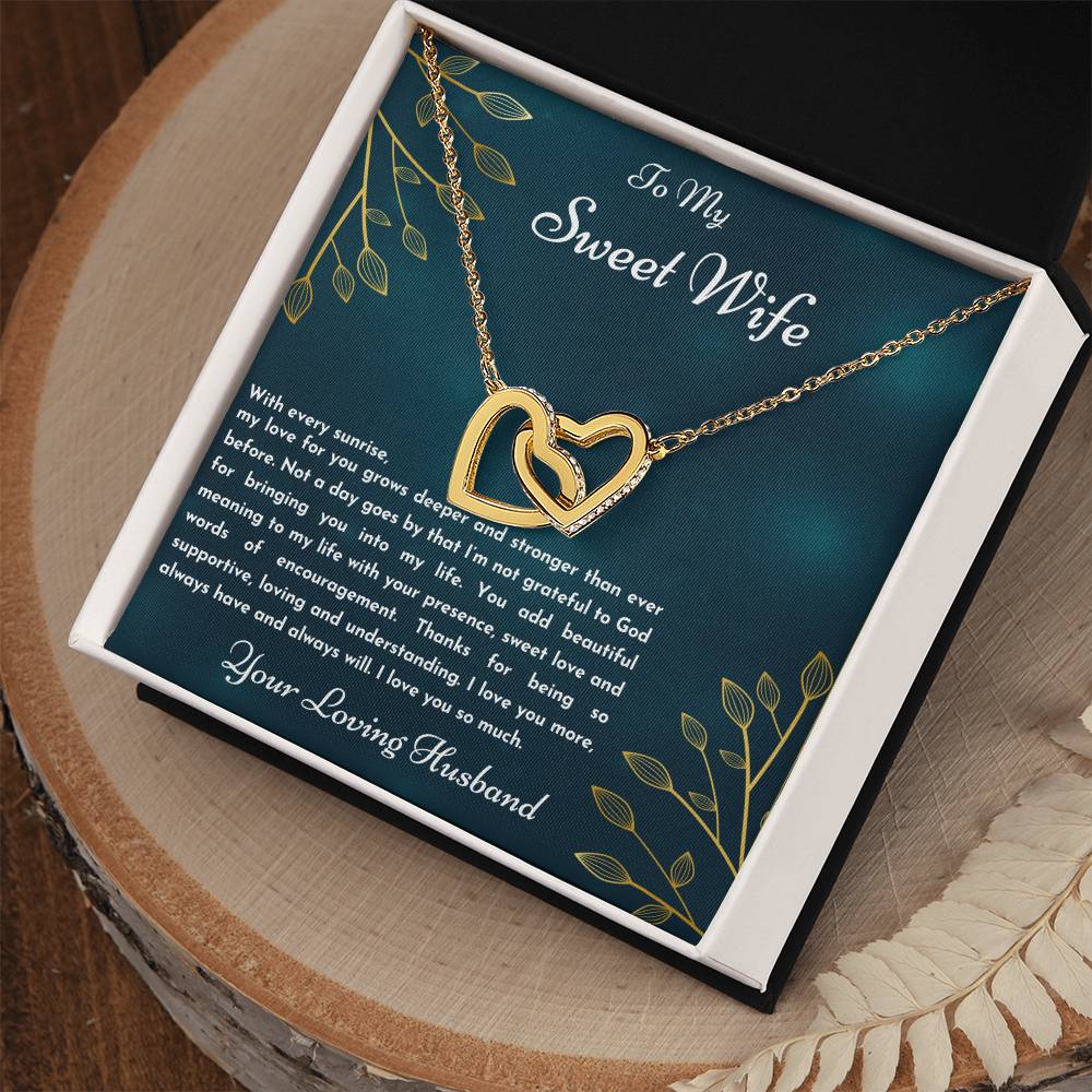 Gift For Wife With Every Sunrise Interlocking Hearts Necklace