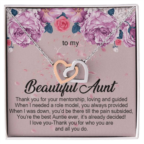 To My Beautiful Aunt Necklace Gift Auntie Interlocking Hearts Necklace Aunt Jewelry Aunt Appreciation Gift For Aunt Auntie Gift