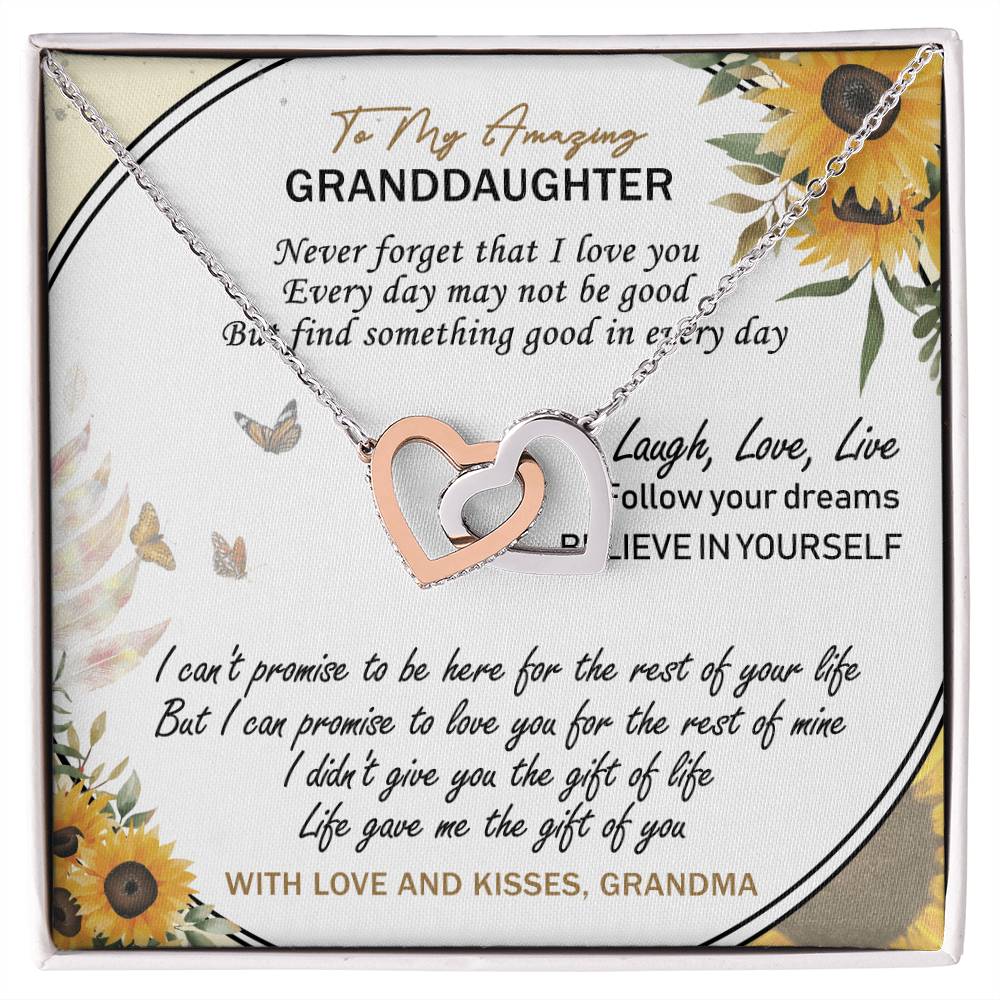 To My Amazing Granddaughter Interlocking Hearts Necklace Message Card