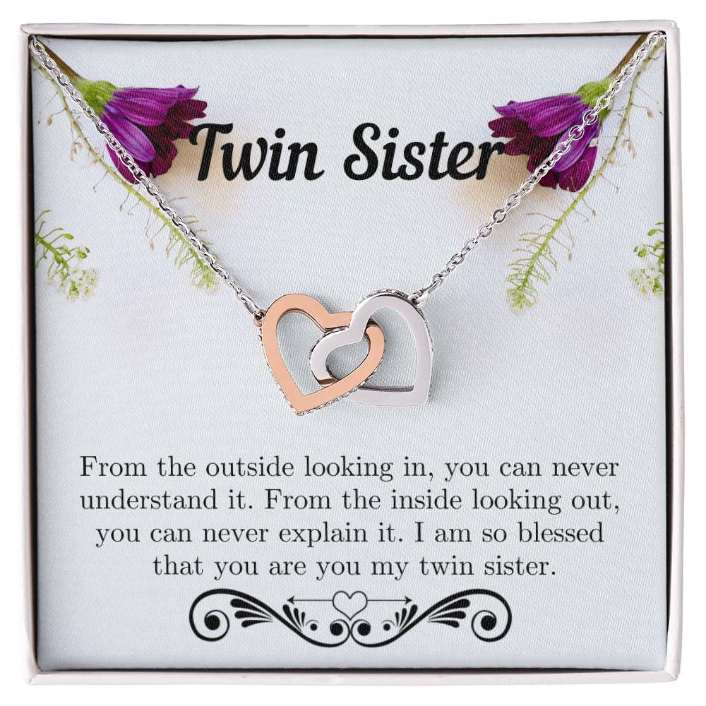 Twin Sister Necklace Interlocking Hearts Necklace
