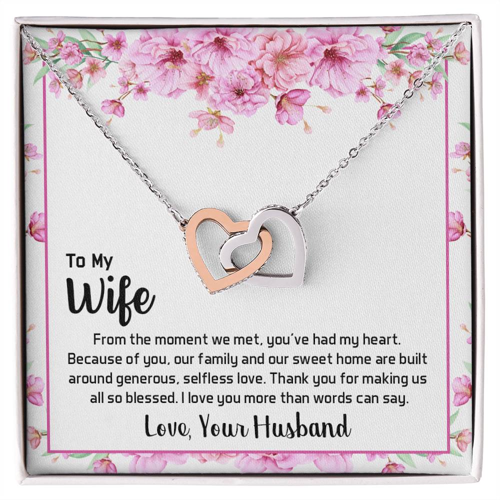 To My Wife - Interlocking Hearts Necklace