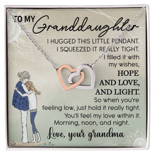 To My Granddaughter Interlocking Hearts Necklace Message Card