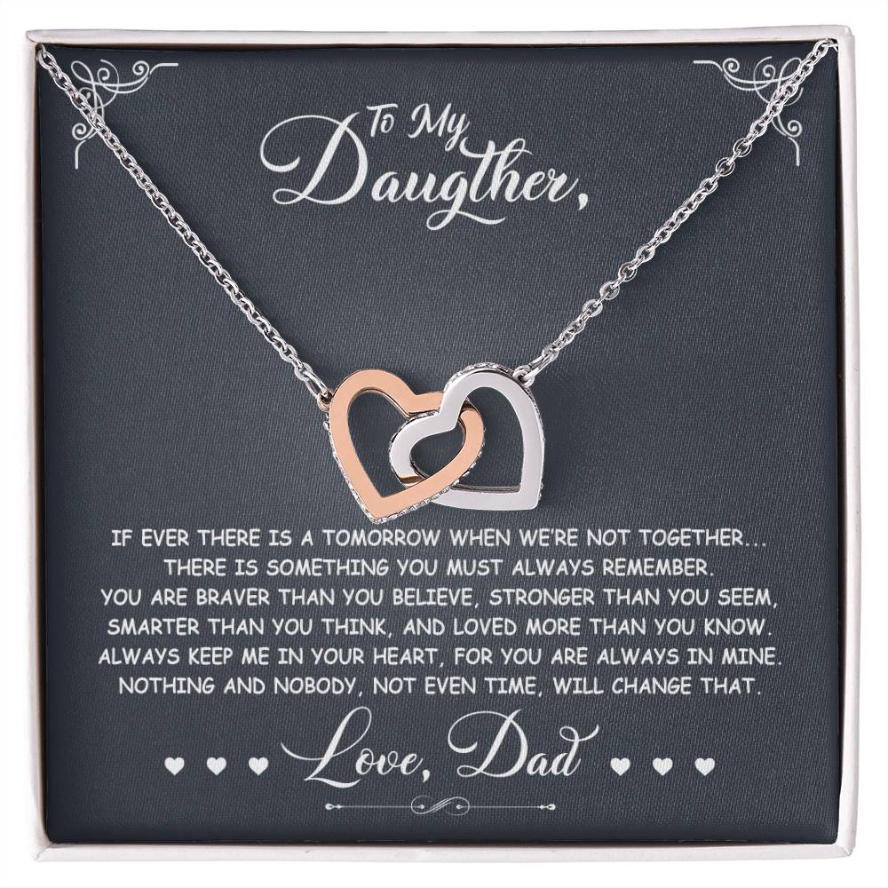 If Ever There Is A Tomorrow - Love Dad - Double Hearts Interlocking Hearts Necklace