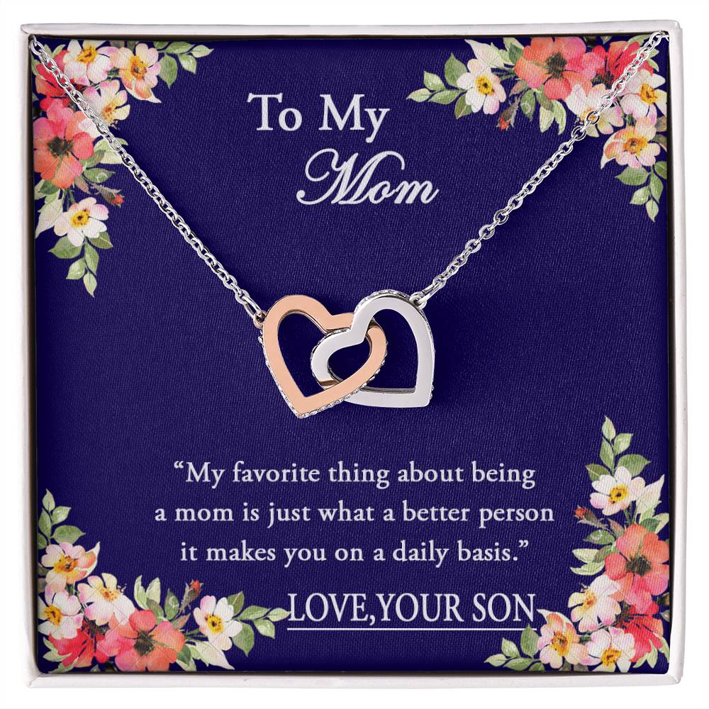 To My Mom I Will Always Be There Dragonfly Necklace Gift For Mom From Son Birthday Mother'S Day Christmas Present Interlocking Hearts Necklace