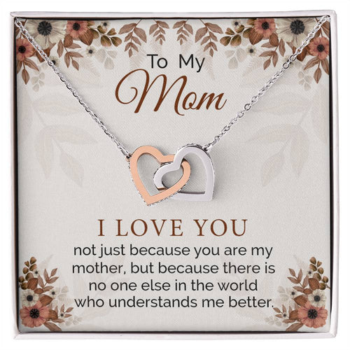 Gifts For Mom From Daughter Interlocking Hearts Necklace
