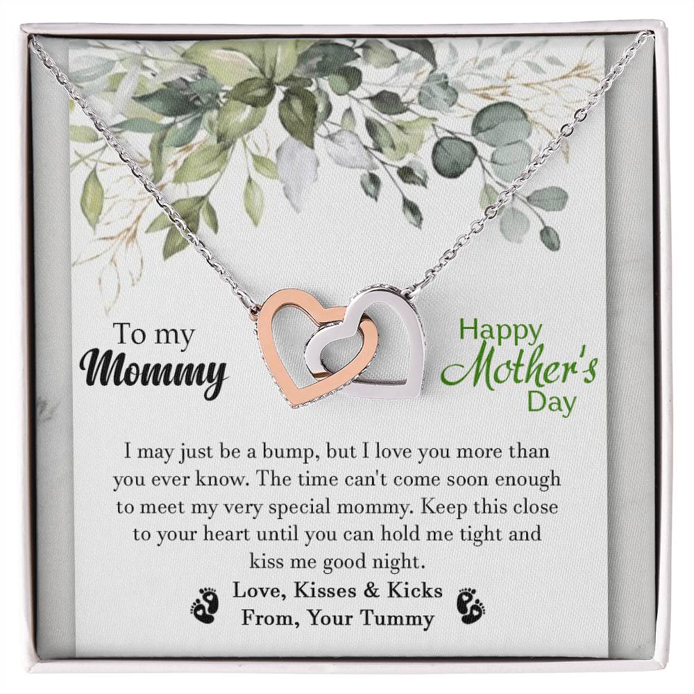 To My Mommy - From Your Tummy - Pregnancy Gift - Mother'S Day Gift - Luxury Necklace Interlocking Hearts Necklace