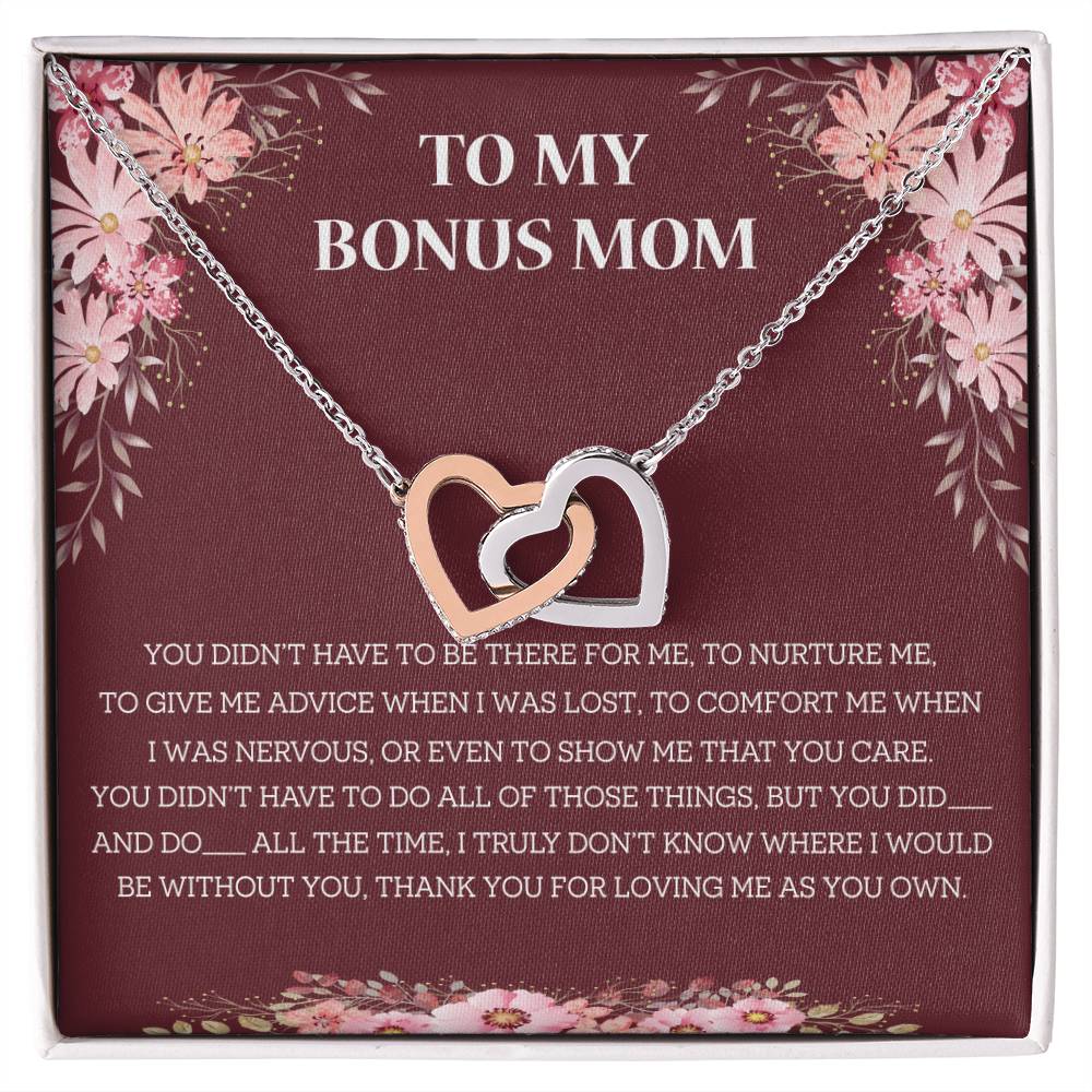 Loving Bonus Mom Interlocking Necklace Interlocking Hearts Necklace