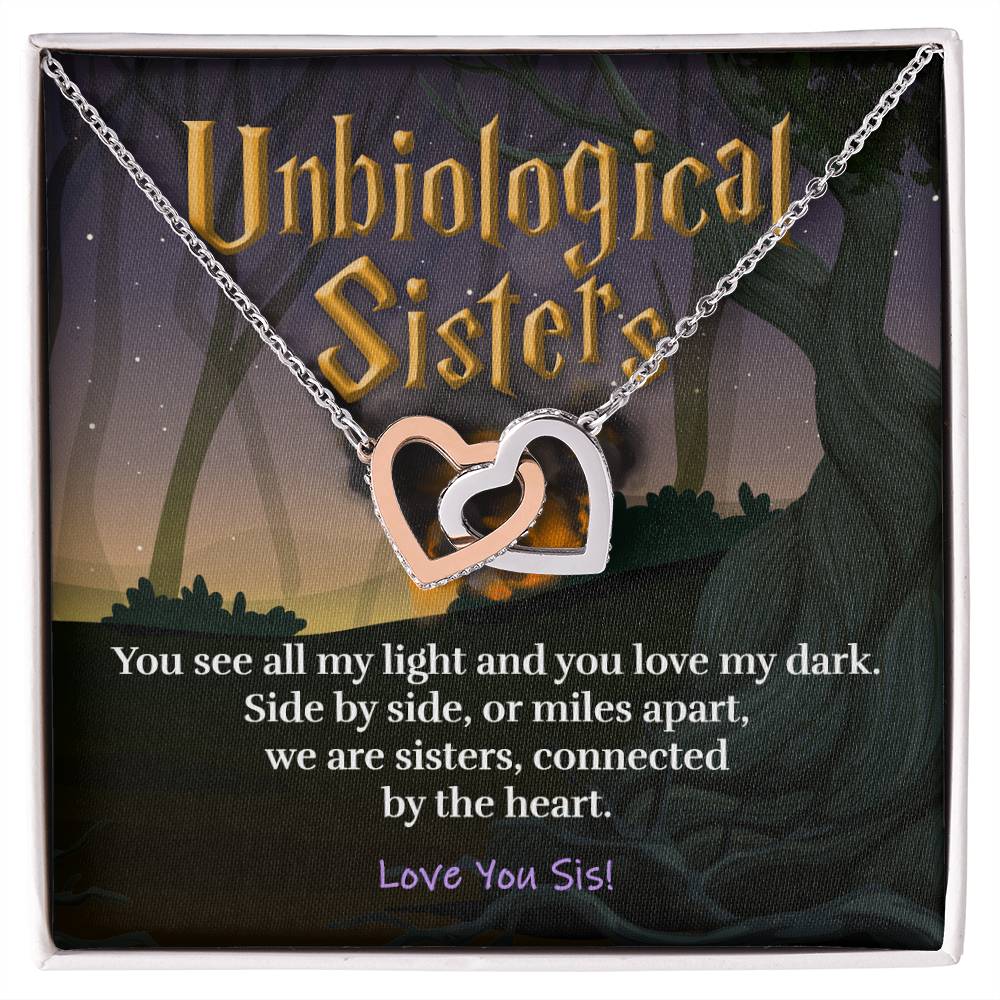 Unbiological Sisters - Always Connected - Necklace Interlocking Hearts Necklace
