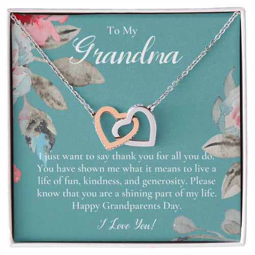 Gift For Grandma Necklace Grandmother Birthday Gift From Granddaughtergrandson To My Grandma Necklace Gift Grandmother Gift Grandparents Day Gift Interlocking Hearts Necklace