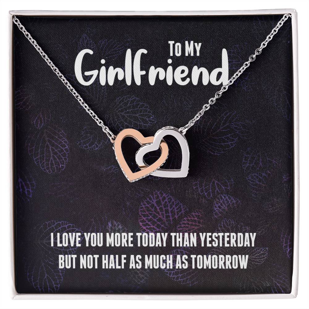 Beautiful Girlfriend Necklace Gift - I Love You Interlocking Hearts Necklace