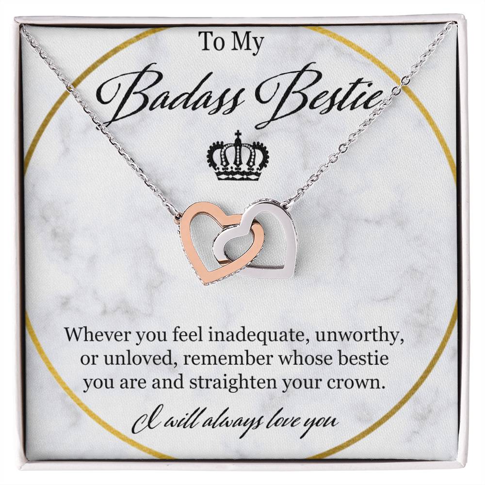 To My Badass Bestie Interlocking Hearts Necklace