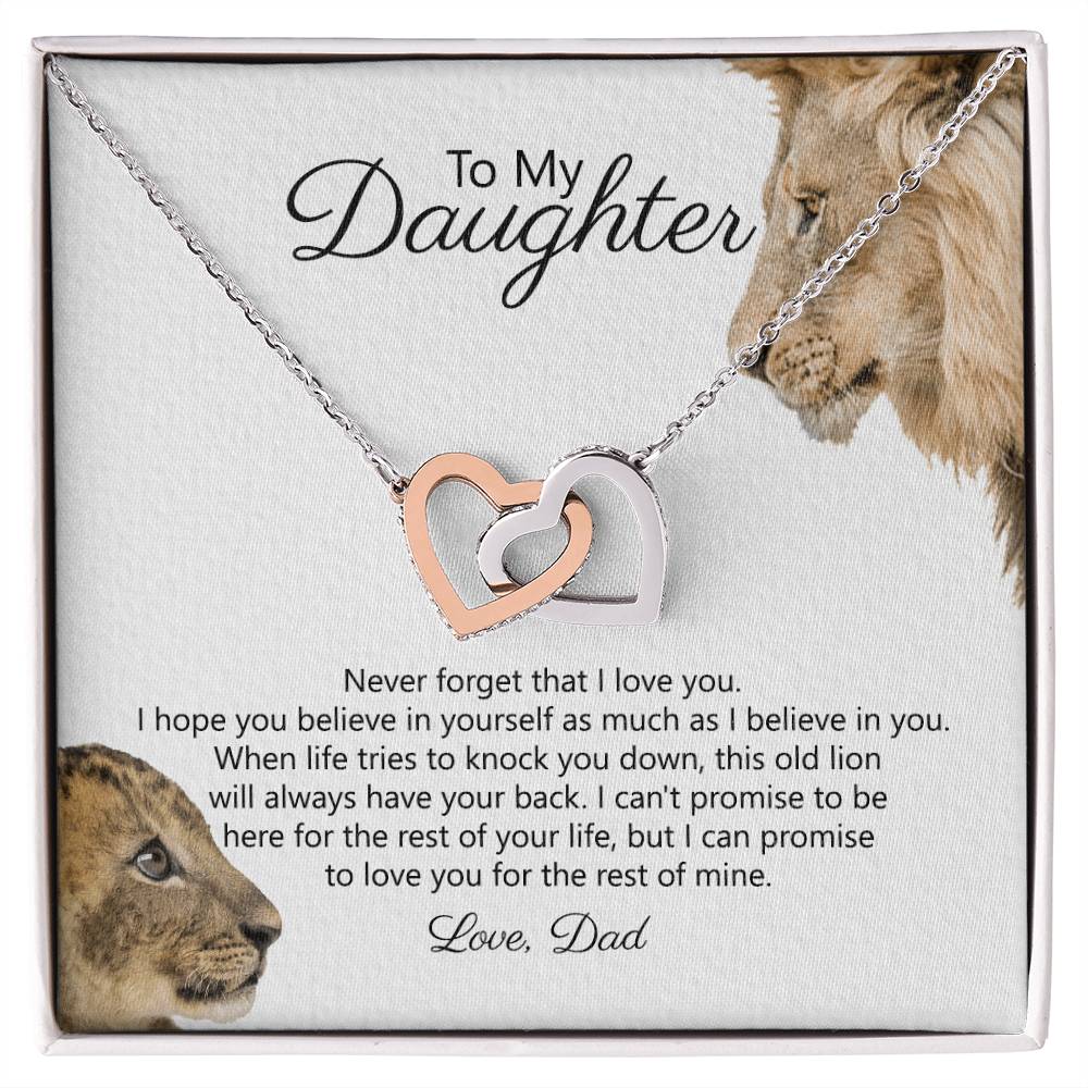 To My Daughter - Never Forget That I Love You - Necklace Interlocking Hearts Necklace