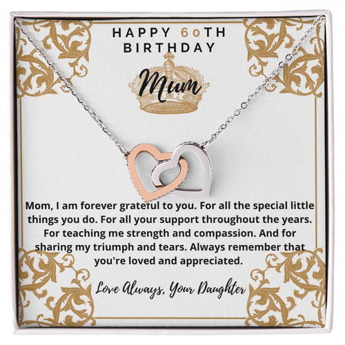 60Th Birthday Gift For Mum From Daughter Interlocking Hearts Necklace