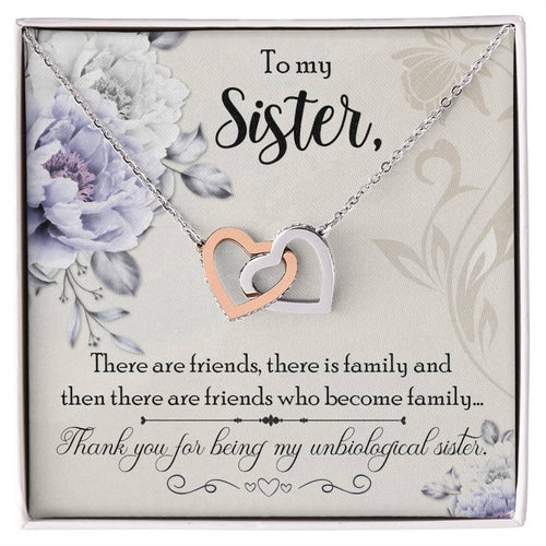 Gift For Sister - My Unbiological Sister Necklace Interlocking Hearts Necklace