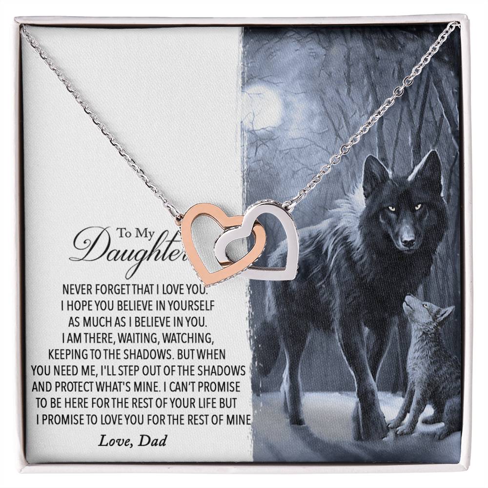 To My Daughter - Never Forget That I Love You Interlocking Hearts Necklace