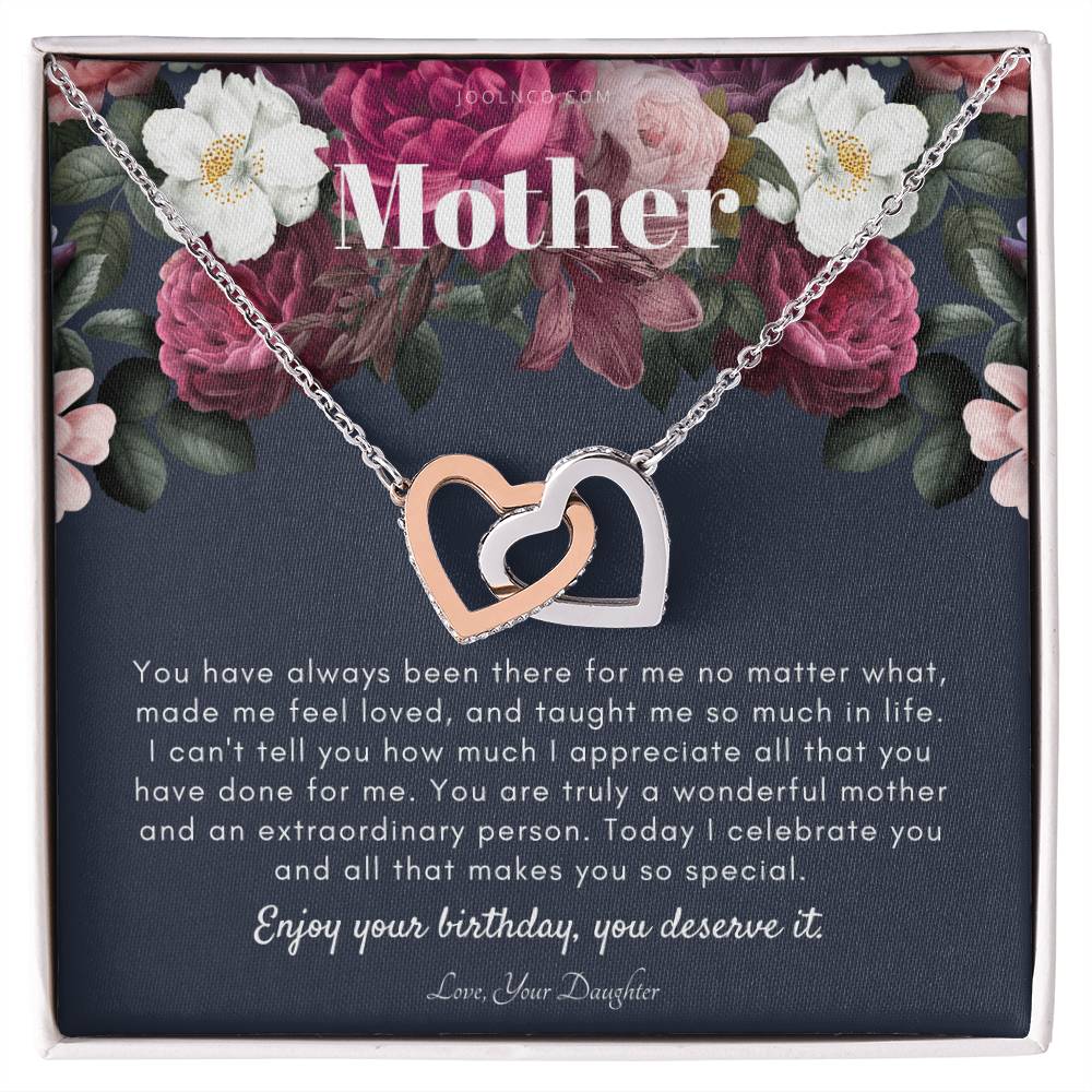 Mother'S Birthday Gift Necklace For Mom'S Birthday Elegant Gift For Mom From Daughter Best Mom Gift Message Card Interlocking Hearts Necklace