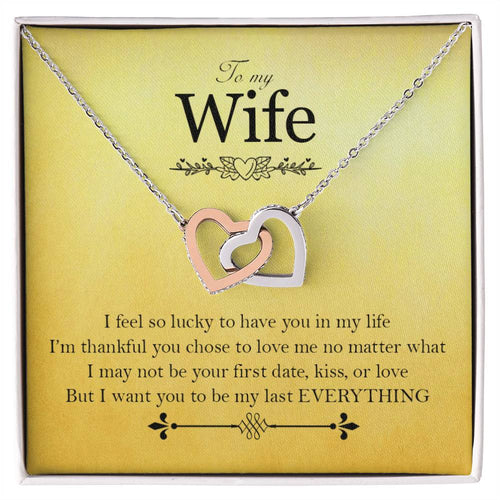 To My Wife - Love Card And Necklace Interlocking Hearts A Interlocking Hearts Necklace