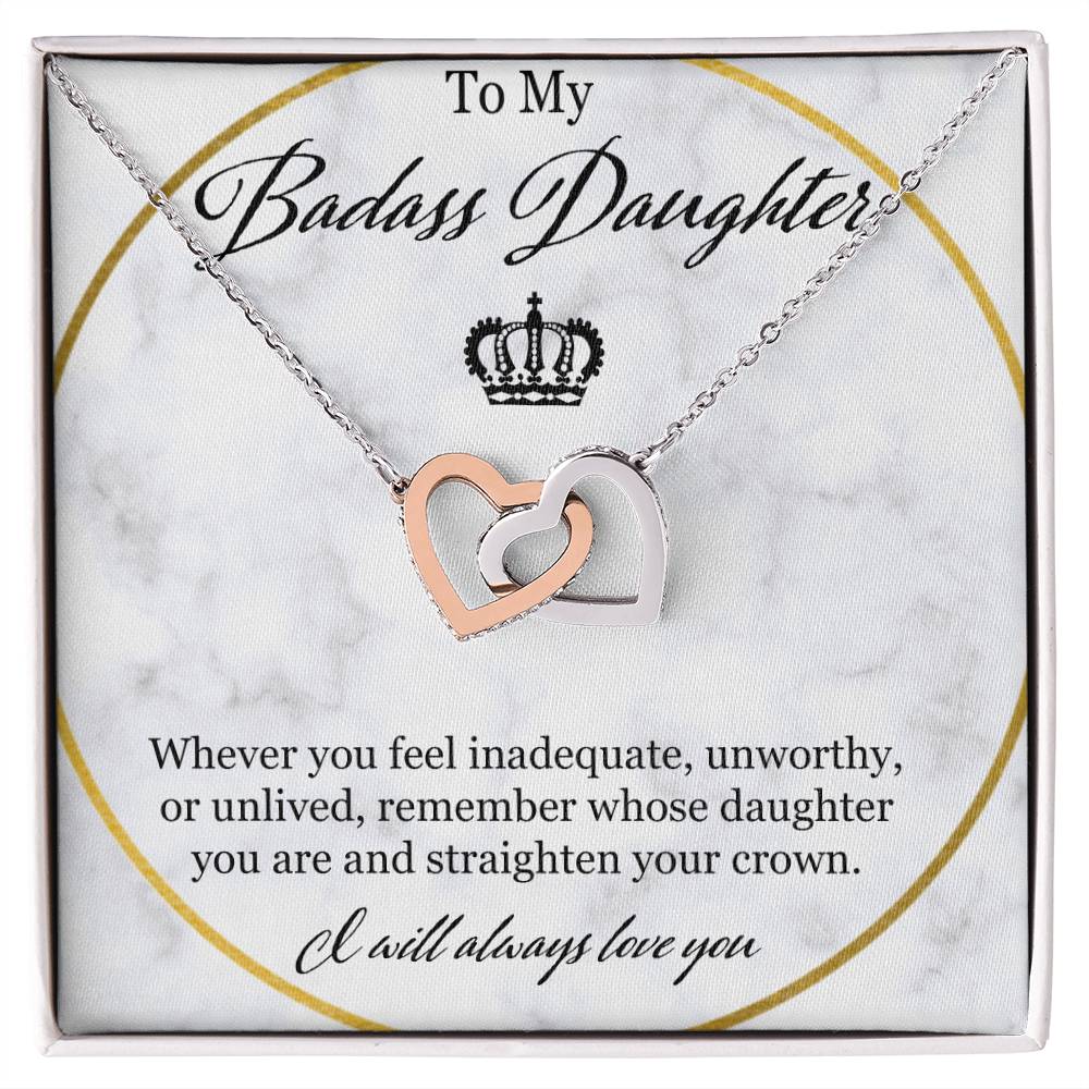 To My Badass Daughter Interlocking Hearts Necklace