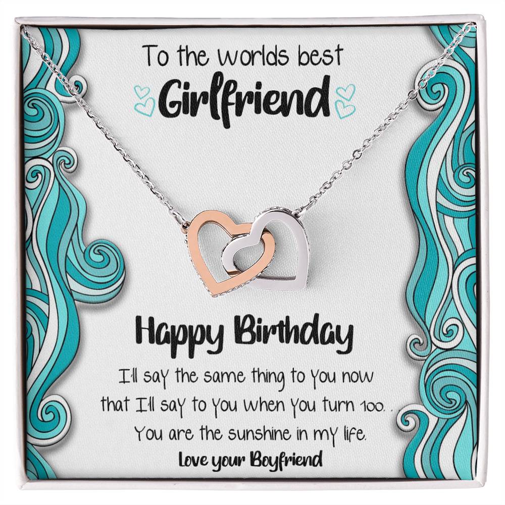 Worlds Best Girlfriend Linked Hearts Necklace Interlocking Hearts Necklace