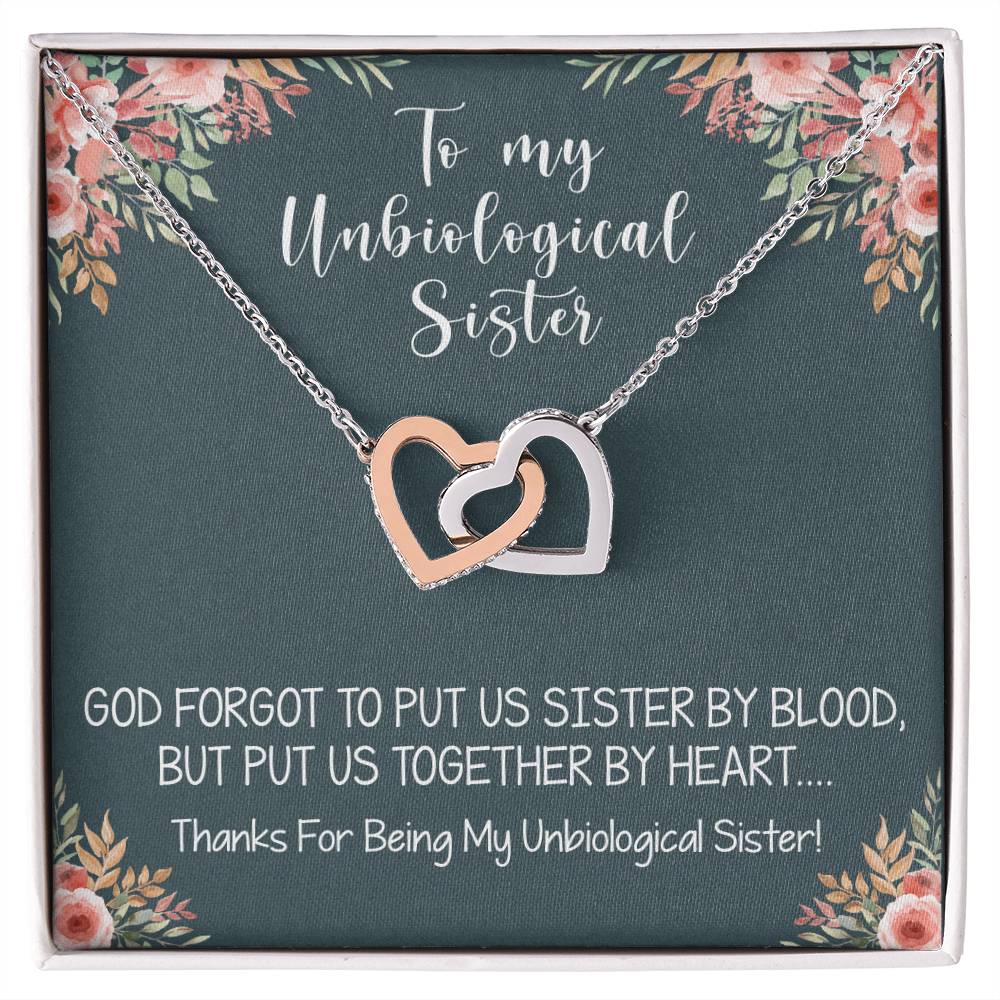 Unbiological Sister Interlocking Hearts Necklace Gift Best Friend Necklace Soul Sister Bridesmaid Gift Bff Gift