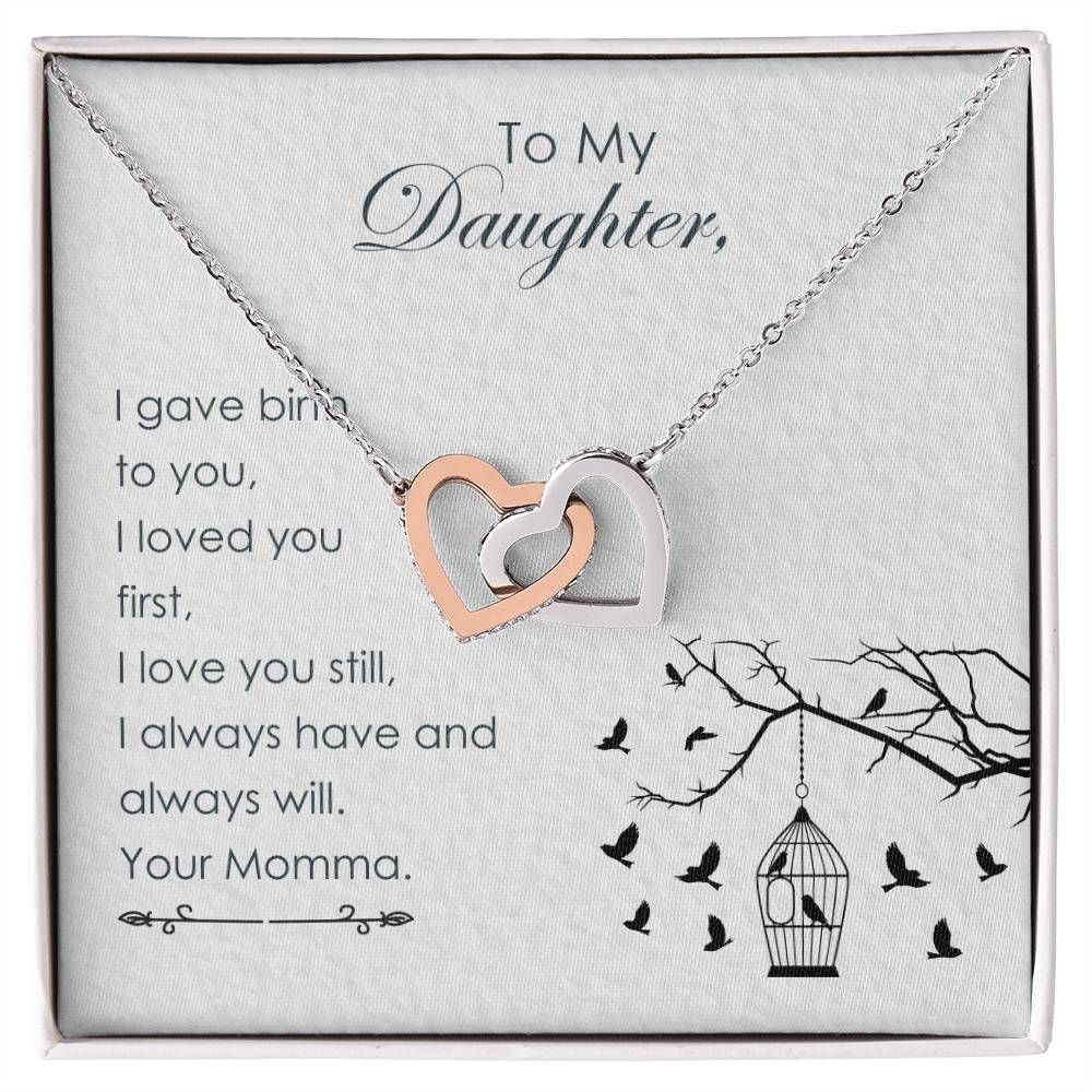 To My Daughter - Interlocking Hearts Necklace2