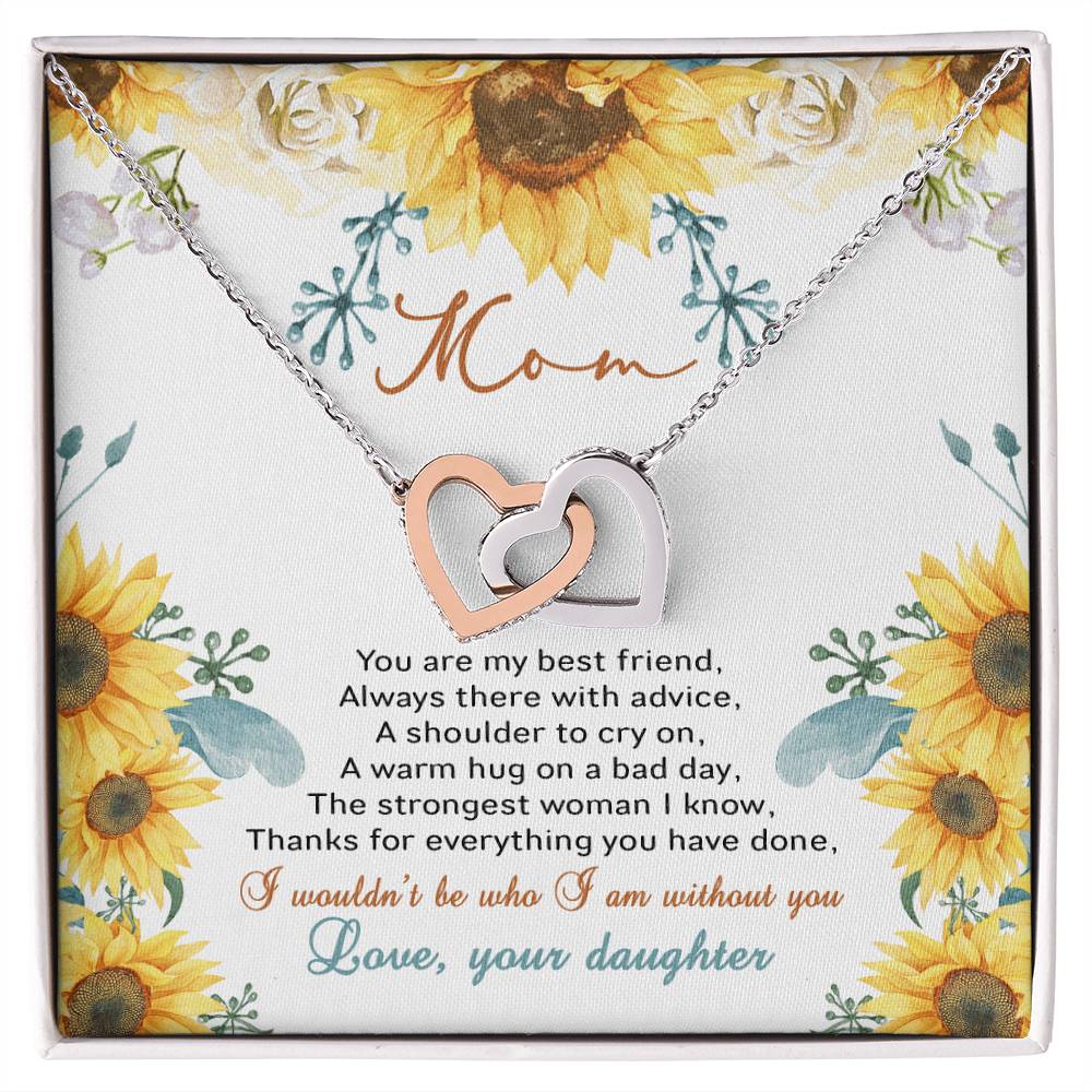 Mom You Are My Best Friend Interlocking Hearts Necklace