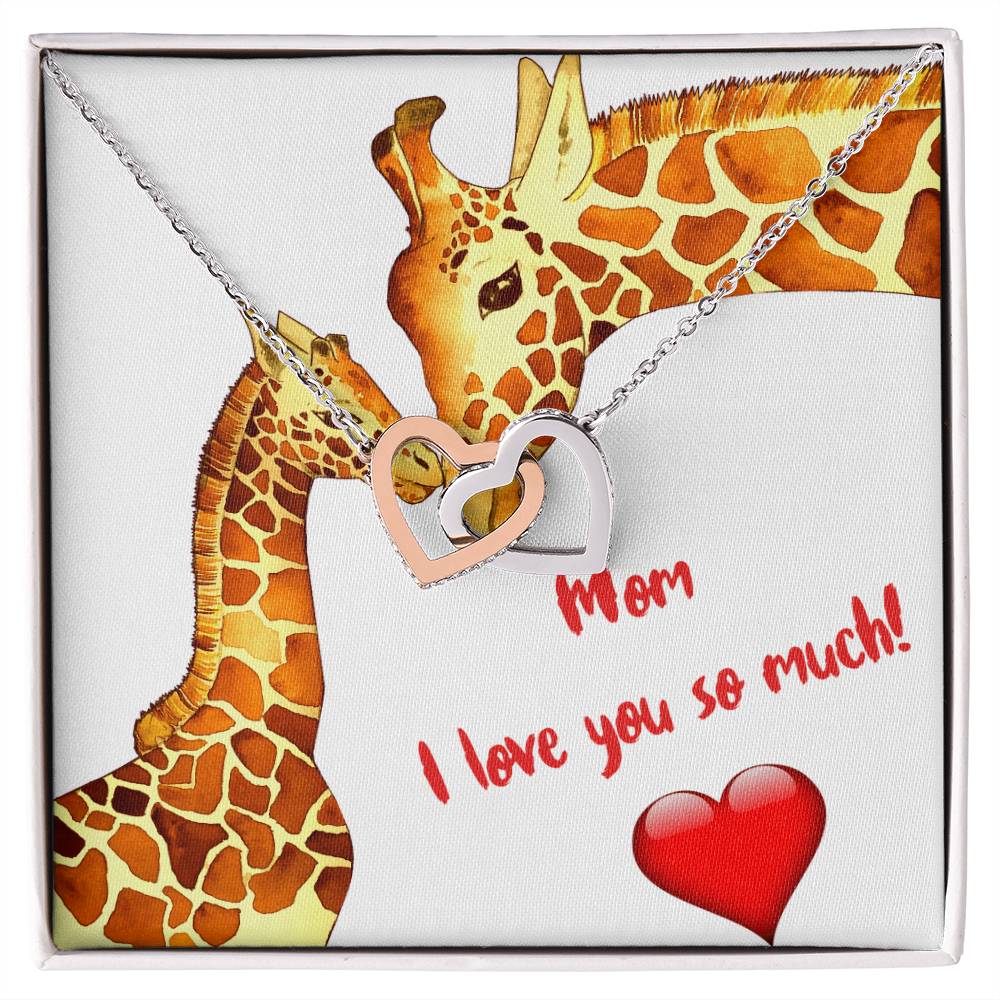 Mom I Love You So Much Two Hearts Embellished With Cubic Zirconia Stones Interlocked Together Interlocking Hearts Necklace